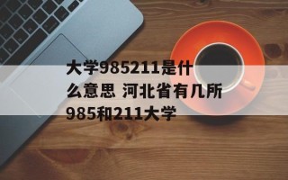 大学985211是什么意思 河北省有几所985和211大学