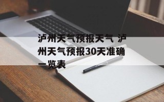 泸州天气预报天气 泸州天气预报30天准确一览表