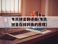 韦氏拼音翻译器(韦氏拼音在线转换的原理)