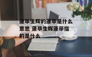 蓬荜生辉的蓬荜是什么意思 蓬荜生辉蓬荜指的是什么
