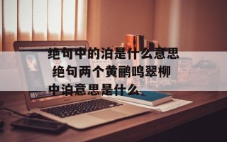 绝句中的泊是什么意思 绝句两个黄鹂鸣翠柳中泊意思是什么