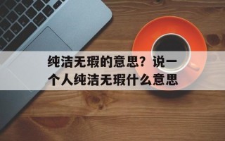 纯洁无瑕的意思？说一个人纯洁无瑕什么意思