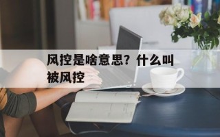 风控是啥意思？什么叫被风控