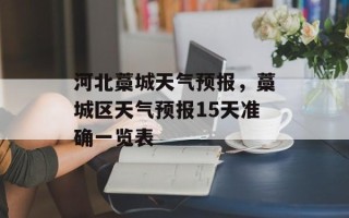 河北藁城天气预报，藁城区天气预报15天准确一览表