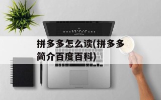 拼多多怎么读(拼多多简介百度百科)