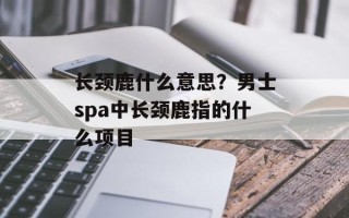 长颈鹿什么意思？男士spa中长颈鹿指的什么项目