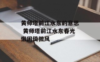 黄师塔前江水东的意思 黄师塔前江水东春光懒困倚微风