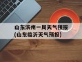 山东滨州一周天气预报(山东临沂天气预报)