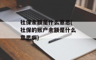 社保余额是什么意思(社保的账户余额是什么意思啊)