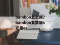 bamboo怎么读？bamboo复数加s还是es
