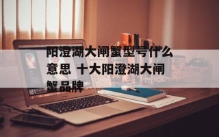 阳澄湖大闸蟹型号什么意思 十大阳澄湖大闸蟹品牌
