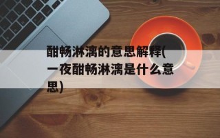 酣畅淋漓的意思解释(一夜酣畅淋漓是什么意思)